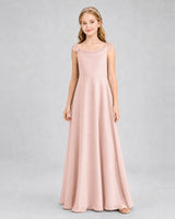Blush Pink Chiffon A-line Junior Bridesmaid Dress Front View