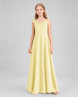 Daffodil Chiffon A-line Junior Bridesmaid Dress Front View