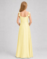 Daffodil Chiffon A-line Junior Bridesmaid Dress Back View