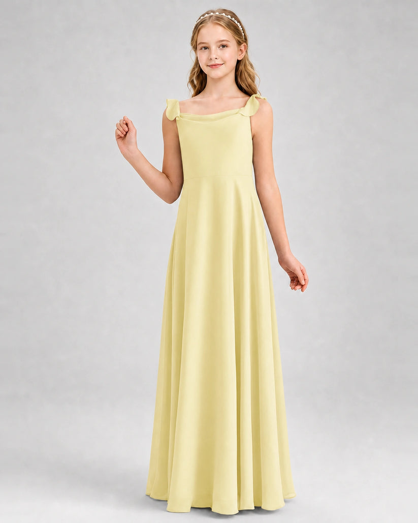 Daffodil Chiffon A-line Junior Bridesmaid Dress Front View