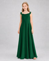 Dark Green Chiffon A-line Junior Bridesmaid Dress Front View