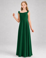 Dark Green Chiffon A-line Junior Bridesmaid Dress Front View
