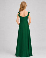 Dark Green Chiffon A-line Junior Bridesmaid Dress Back View