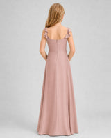 Dusty Rose Chiffon A-line Junior Bridesmaid Dress Back View
