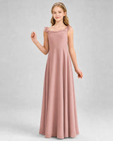 Dusty Rose Chiffon A-line Junior Bridesmaid Dress Front View