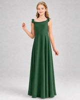 Emerald Green Chiffon A-line Junior Bridesmaid Dress Front View