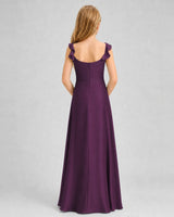 Grape Chiffon A-line Junior Bridesmaid Dress Back View