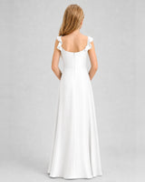 Ivory Chiffon A-line Junior Bridesmaid Dress Back View