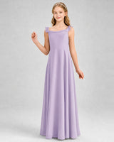 Lavender Chiffon A-line Junior Bridesmaid Dress Front View
