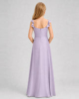 Lavender Chiffon A-line Junior Bridesmaid Dress Back View