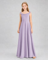 Lavender Chiffon A-line Junior Bridesmaid Dress Front View