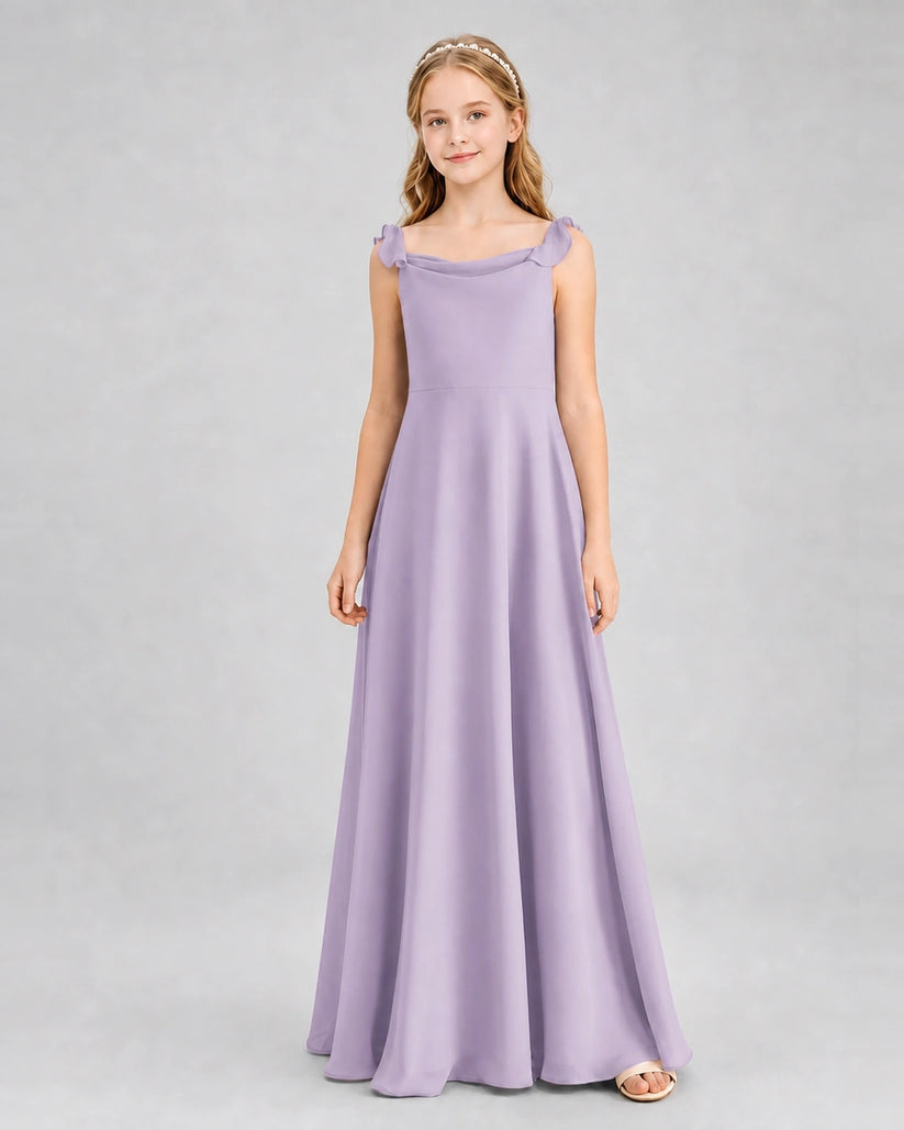 Lavender Chiffon A-line Junior Bridesmaid Dress Front View