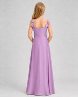 Lilac Chiffon A-line Junior Bridesmaid Dress Back View