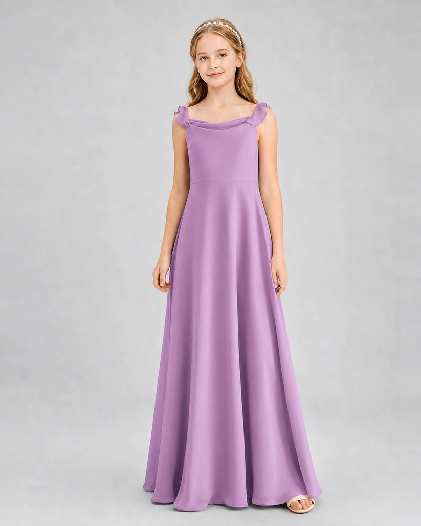 Lilac Chiffon A-line Junior Bridesmaid Dress Front View