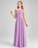 Lilac Chiffon A-line Junior Bridesmaid Dress Front View