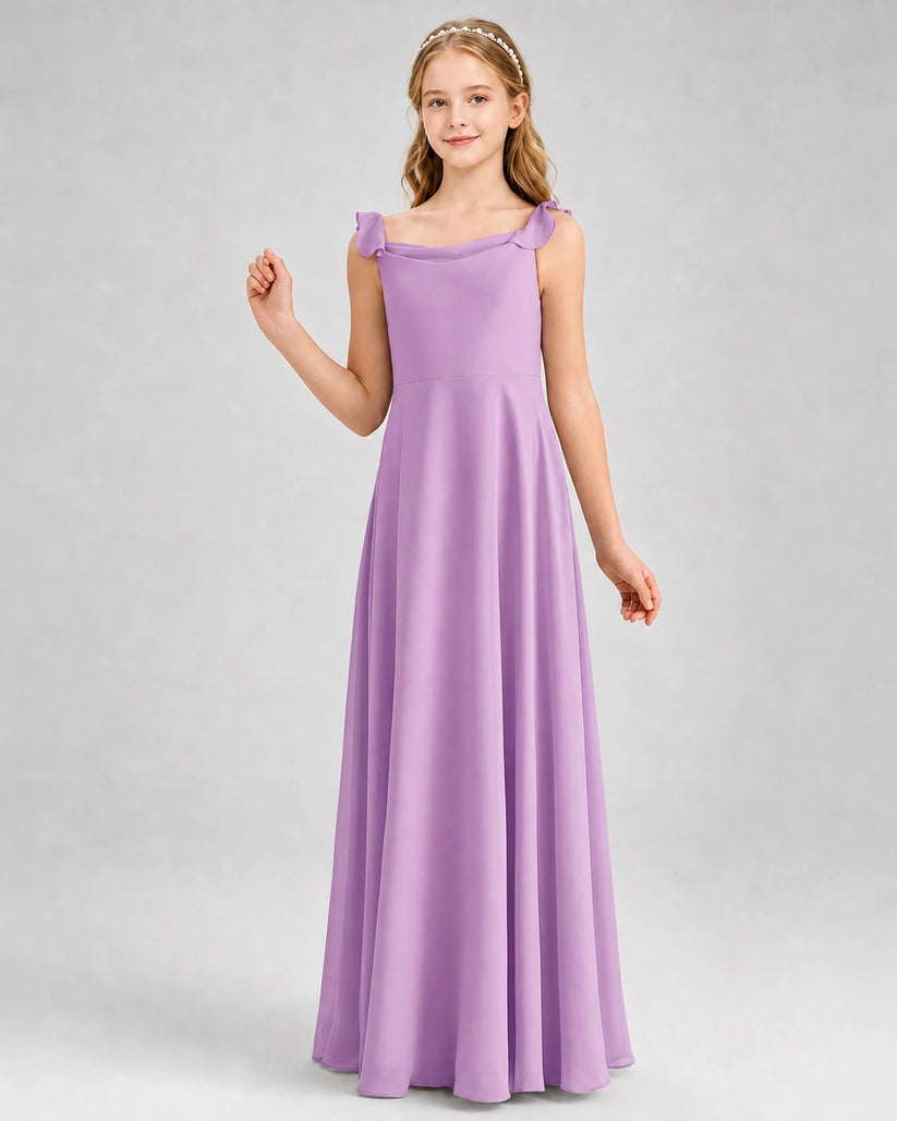 Lilac Chiffon A-line Junior Bridesmaid Dress Front View