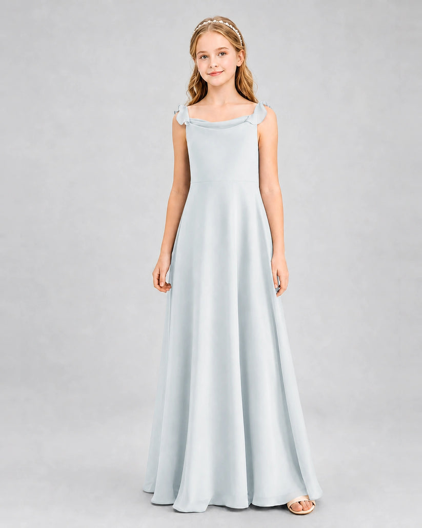 Mist Chiffon A-line Junior Bridesmaid Dress Front View