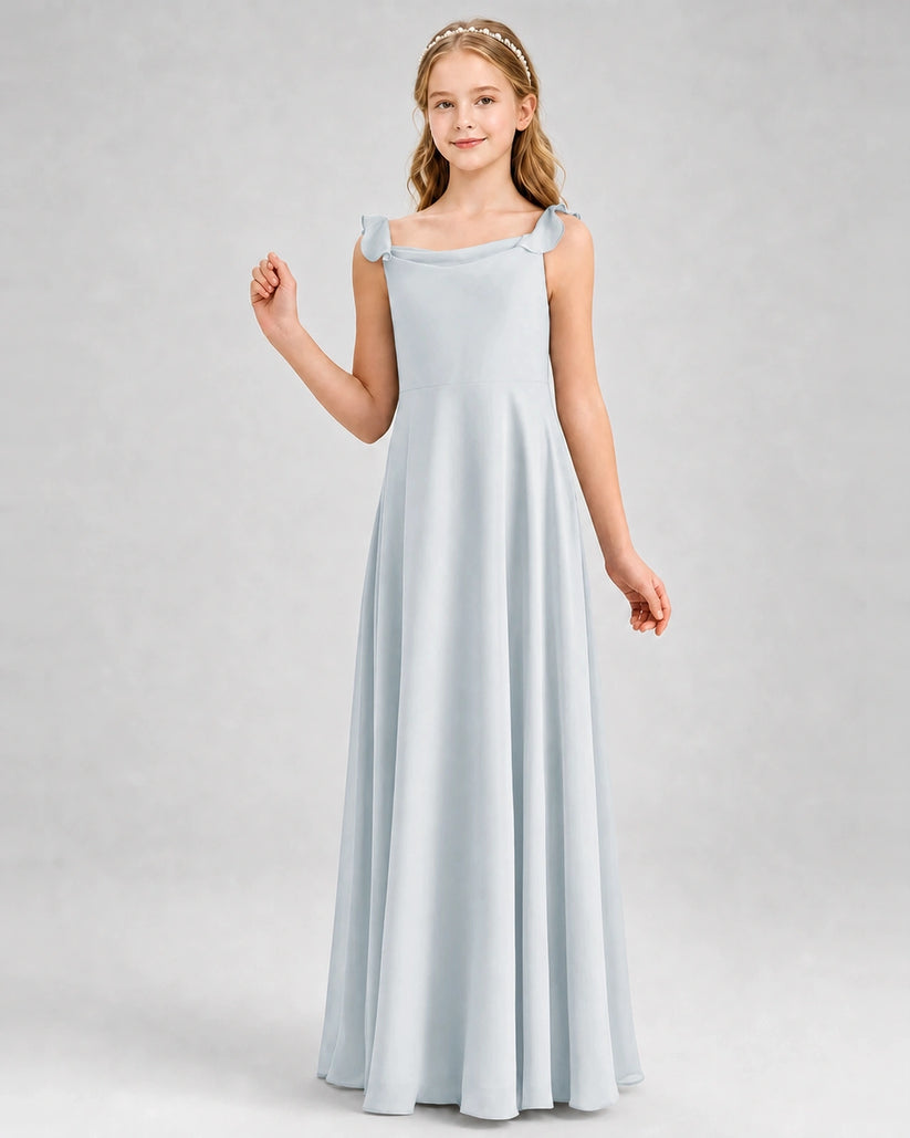 Mist Chiffon A-line Junior Bridesmaid Dress Front View