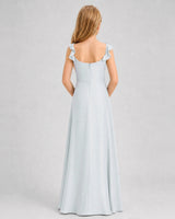 Mist Chiffon A-line Junior Bridesmaid Dress Back View