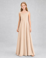 Peach Chiffon A-line Junior Bridesmaid Dress Front View