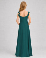 Peacock Chiffon A-line Junior Bridesmaid Dress Back View