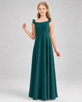 Peacock Chiffon A-line Junior Bridesmaid Dress Front View