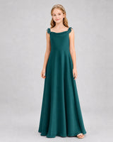 Peacock Chiffon A-line Junior Bridesmaid Dress Front View