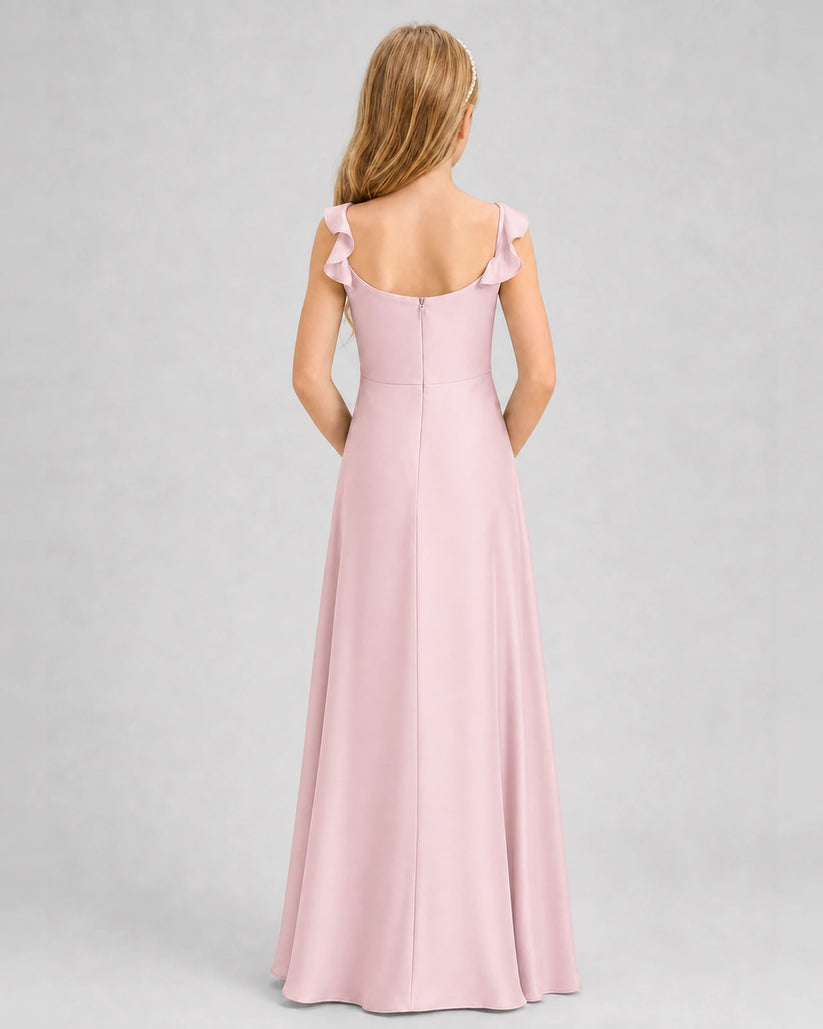 Pink Chiffon A-line Junior Bridesmaid Dress Back View