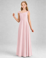 Pink Chiffon A-line Junior Bridesmaid Dress Front View