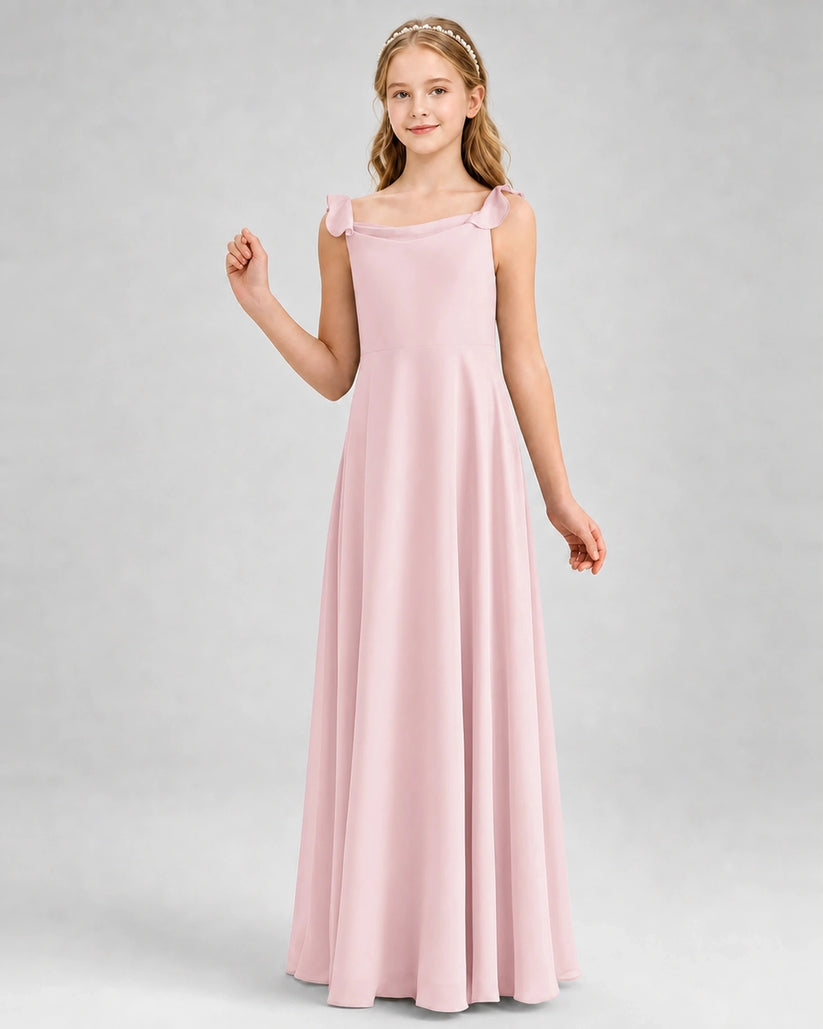 Pink Chiffon A-line Junior Bridesmaid Dress Front View
