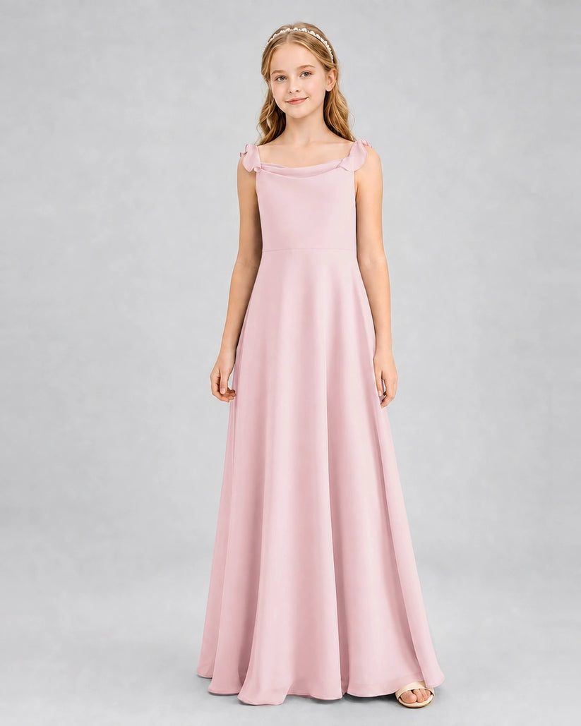 Pink Chiffon A-line Junior Bridesmaid Dress Front View