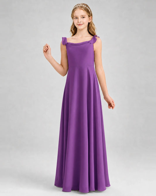 Purple Chiffon A-line Junior Bridesmaid Dress Front View