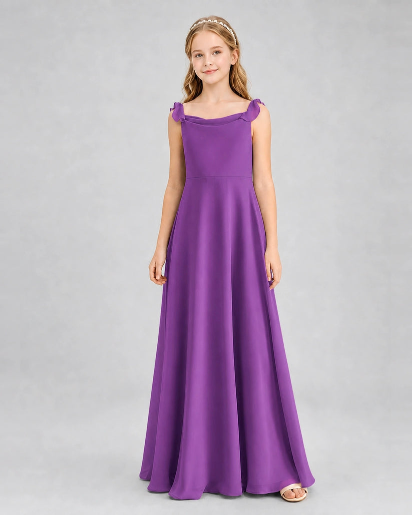 Purple Chiffon A-line Junior Bridesmaid Dress Front View