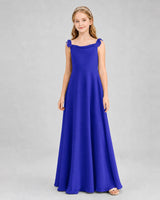 Royal Blue Chiffon A-line Junior Bridesmaid Dress Front View