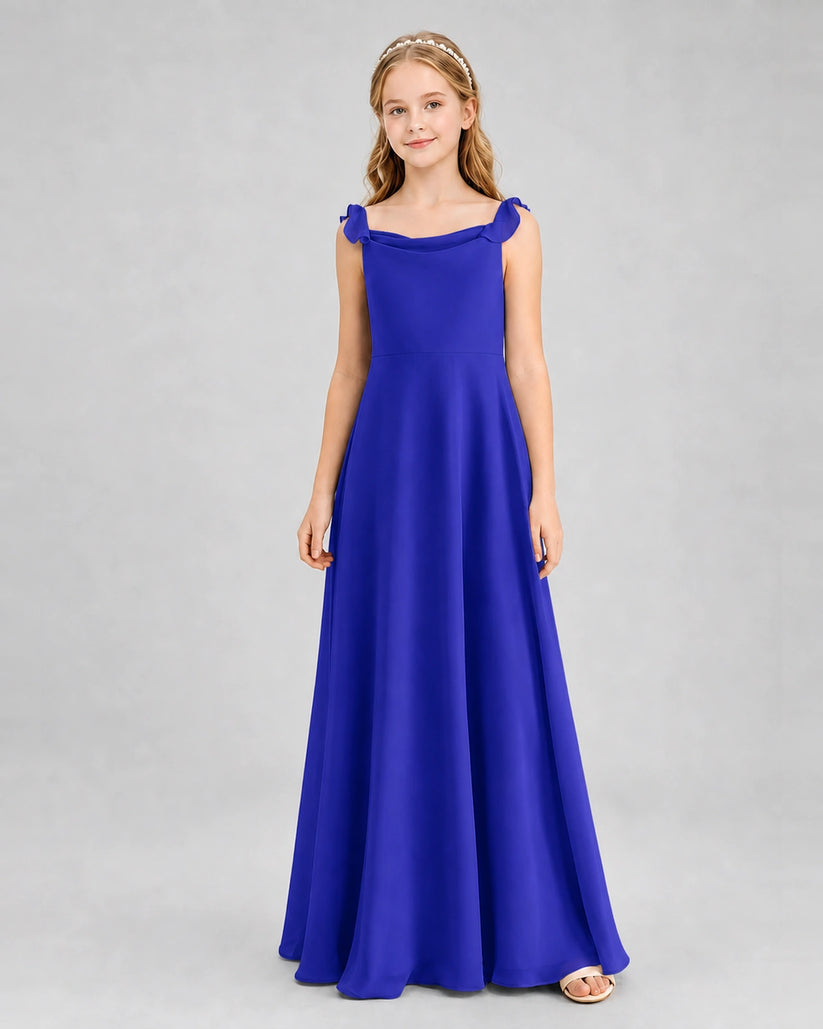 Royal Blue Chiffon A-line Junior Bridesmaid Dress Front View