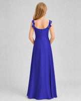 Royal Blue Chiffon A-line Junior Bridesmaid Dress Back View