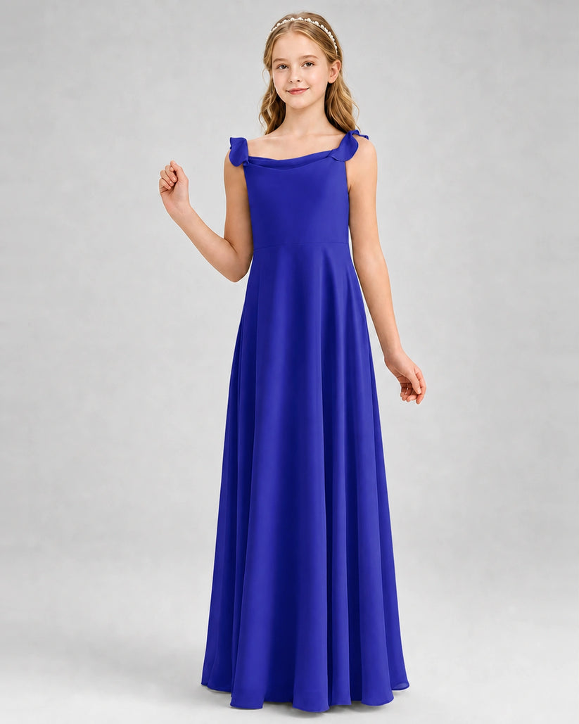 Royal Blue Chiffon A-line Junior Bridesmaid Dress Front View