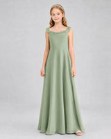 Sage Green Chiffon A-line Junior Bridesmaid Dress Front View