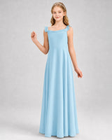 Sky Blue Chiffon A-line Junior Bridesmaid Dress Front View