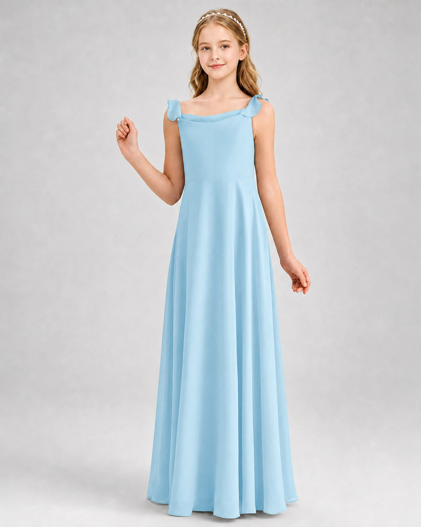 Sky Blue Chiffon A-line Junior Bridesmaid Dress Front View