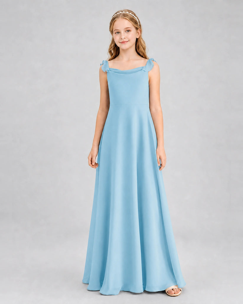 Sky Blue Chiffon A-line Junior Bridesmaid Dress Front View