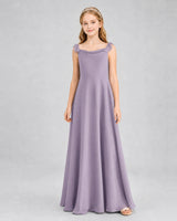Wisteria Chiffon A-line Junior Bridesmaid Dress Front View