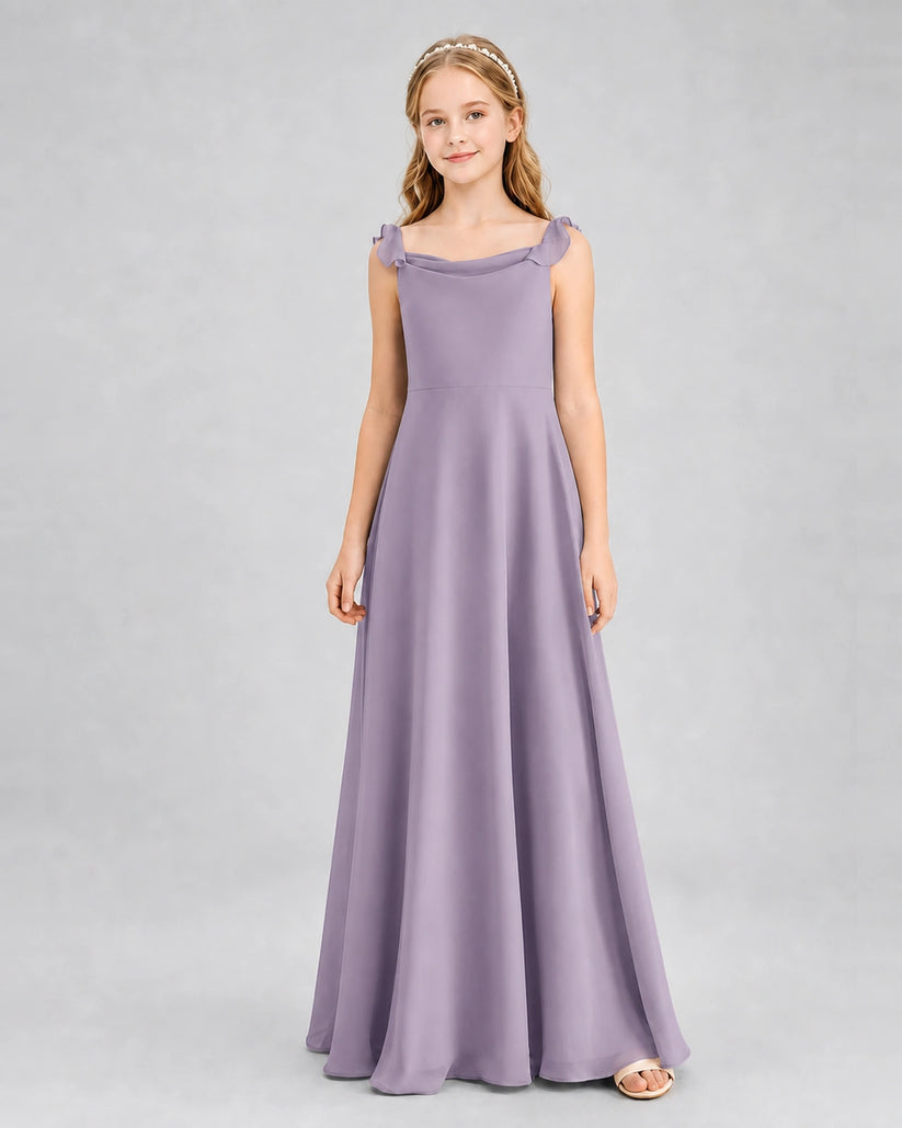Wisteria Chiffon A-line Junior Bridesmaid Dress Front View