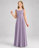 Wisteria Chiffon A-line Junior Bridesmaid Dress Front View