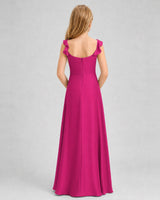 Hot Pink Chiffon A-line Junior Bridesmaid Dress Back View