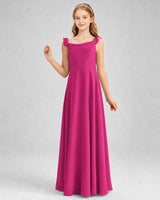 Hot Pink Chiffon A-line Junior Bridesmaid Dress Front View