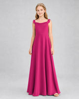 Hot Pink Chiffon A-line Junior Bridesmaid Dress Front View