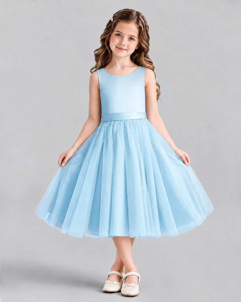 Baby Blue Ball Gown Girls Formal Dresses Front