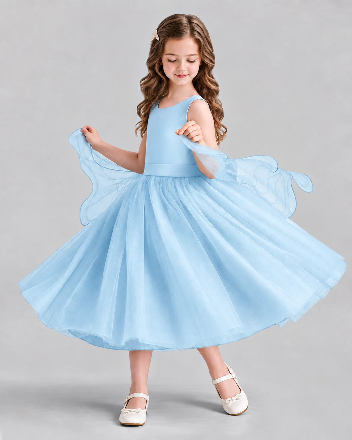 Baby Blue Ball Gown Girls Formal Dresses Side