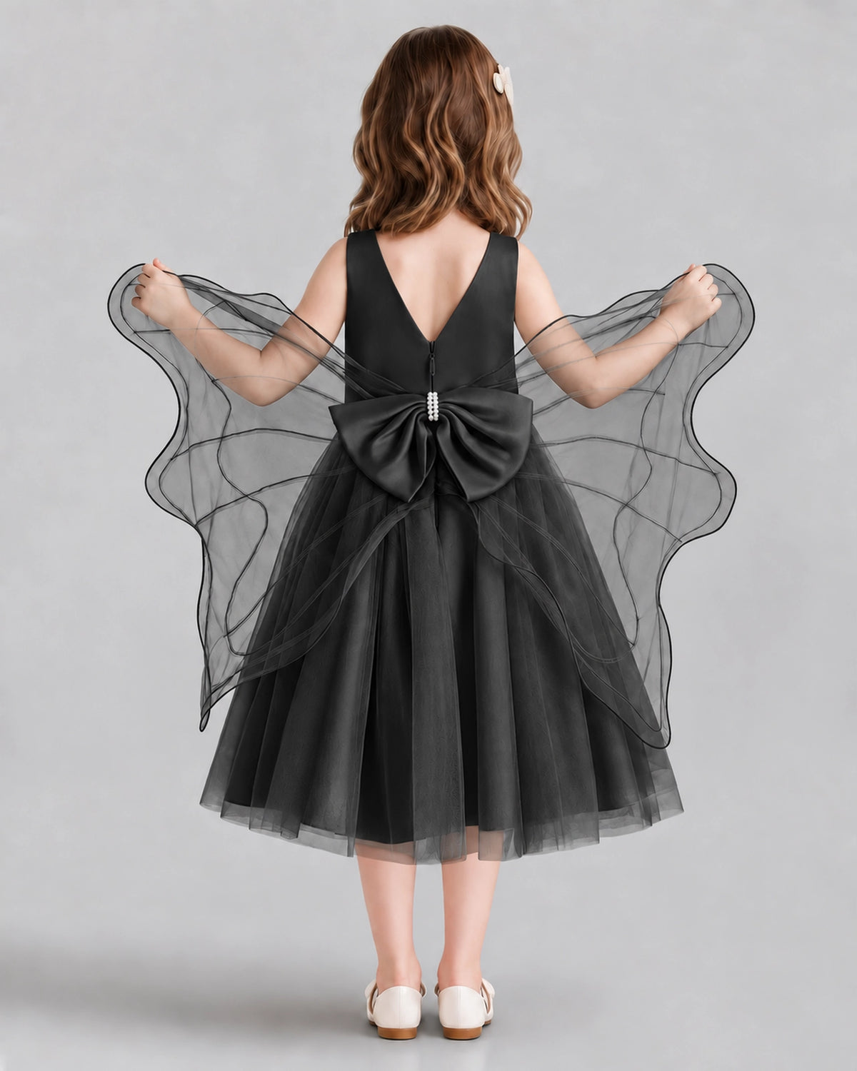 Black Ball Gown Girls Formal Dresses Back